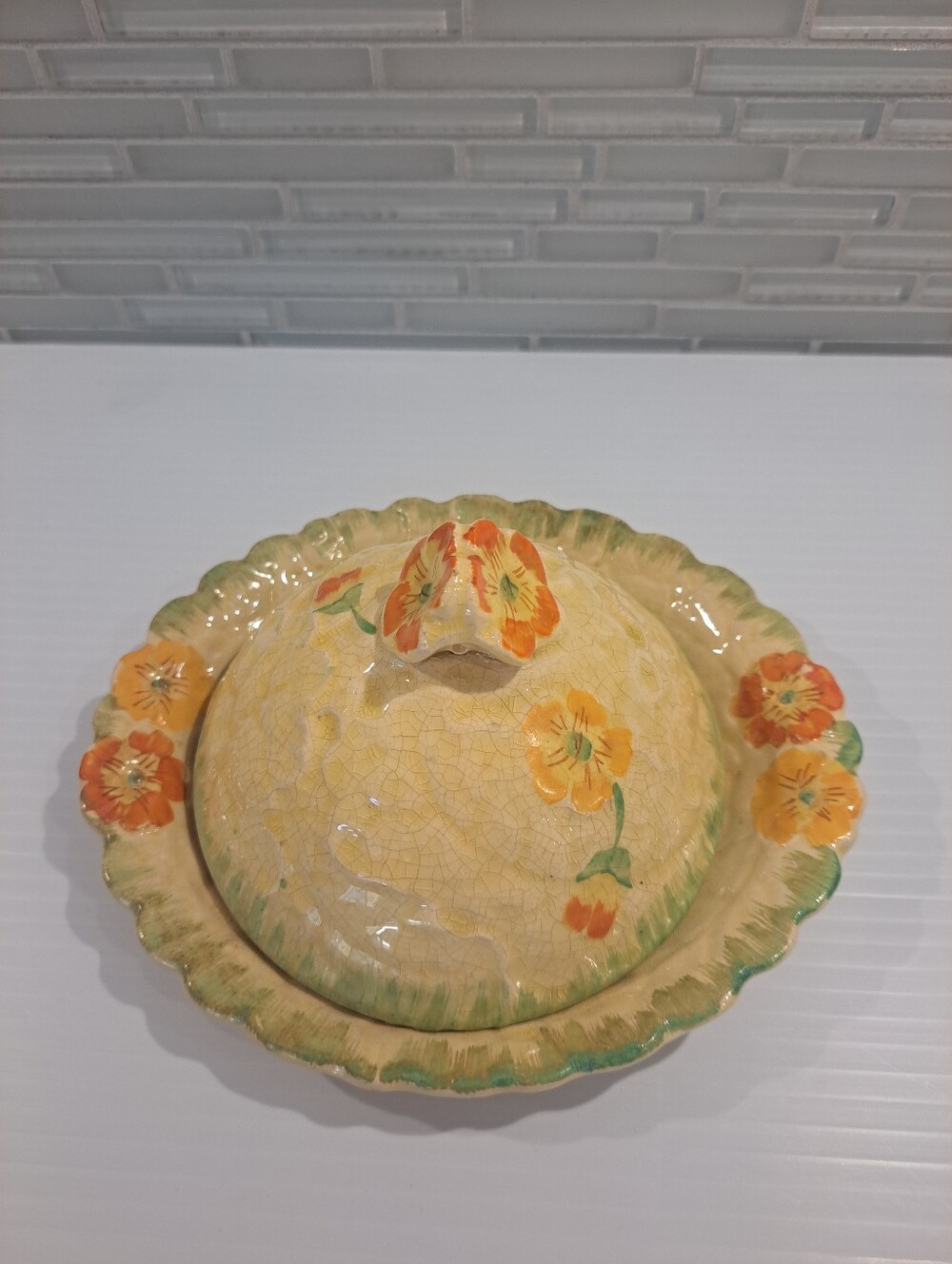 Vtg Kensington Ware Hanley England Primula Pattern, Covered Dish